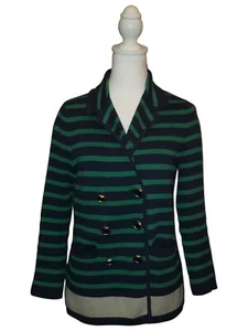 Banana Republic Navy Blue Green Striped Sweater Cardigan Jacket Blazer Sz Small - Picture 1 of 4