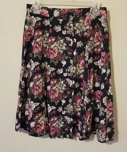 Vintage Womens Kathie Lee Skirt Size 10 Blue Pink Floral Cottagecore 90s Y2K - Picture 1 of 6