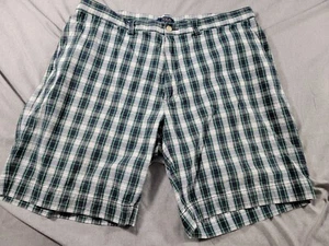 Polo Ralph Lauren Blue Green Tartan Plaid Cotton Chino Shorts Men's SZ 38x9 - Picture 1 of 6
