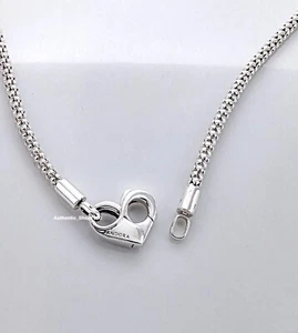 NEW 100% Authentic PANDORA 925 Silver Heart  Studded Chain Necklace 392451C00 - Picture 1 of 5