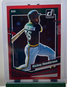 2023 Donruss Baseball Base Holo Red #189 Rickey Henderson /2023 - Oakland A's