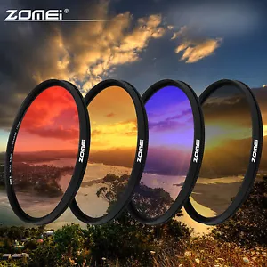 Zomei Ultra Slim Graduated Grey Blue Orange Red Filter Kit Set for Canon Nikon - Picture 1 of 10