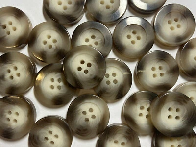 "Chunky/Thick" Poly Horn Button Made In Italy Beige/Brown/Cream 18mm 4hole - Image 1 of 2
