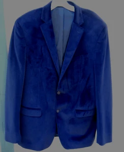 CHAQUETA BLAZER CLÁSICA DE TERCIOPELO AZUL MARINO PARA HOMBRE 2 BOTONES TALLA LRG FORRO INTERIOR COMPLETO - Imagen 1 de 5
