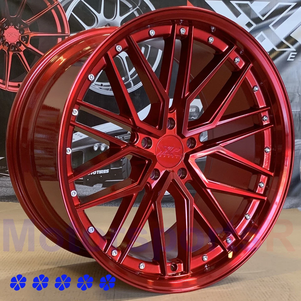 XXR 571 Wheels 20 x9 10.5 +35 Red Staggered 5x114.3 Fit 14 Hyundai Genesis Coupe Foto 1 de 4