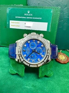 Rolex Daytona 116589 Sodalite Dial With Factory Baguette Diamond Bezel  - Picture 1 of 12