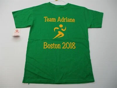new HANES T-Shirt Youth Size YL 100% Cotton TEAM ADRIANE BOSTON 2018 Green Crew - Image 1 of 4