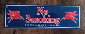 Mobil Pegasus No Smoking Porcelain  Sign Home Office Garage Shop - Picture 1 of 1