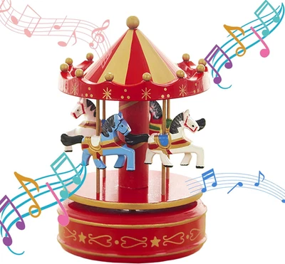 Vintage Karussell Spieluhr, Schöne Handgemachte Holz Spieldosen Spielzeug Handwe