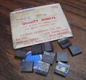 Insertos C-2 vintage CALIDAD CARBIDE GRINDING CO estilo 23306001 (10 piezas) NOS EE. UU. - Imagen 1 de 3
