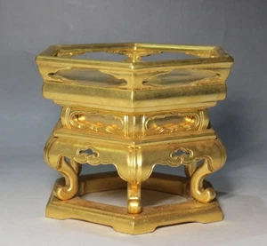 [Y] Japanische buddhistische Altar Klangschale Glockensockel "RIN-DAI" Sechseck-Typ NR - Bild 1 von 7