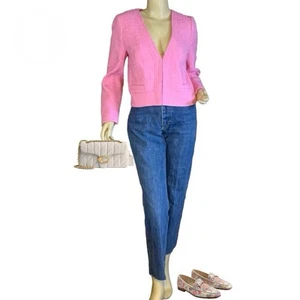 J. CREW PINK "COLLARLESS LADY JACKET IN MARITIME TWEED" WOOL BLEND BLAZER SIZE 4 - Picture 1 of 11