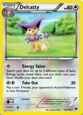 Delcatty 105/146 XY Base Set Uncommon - LP - Image 1 of 2