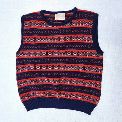 Vintage 70s Pendleton Fair Isle Virgin Wool Preppy Sweater Vest Made In USA - Image 1 of 4