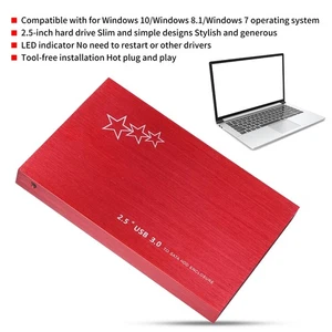 Usb 3.0 Mobile Hard Disk 2.5In Hdd/Ssd High Speed External Case Yd0010 Red ESE - Picture 1 of 15