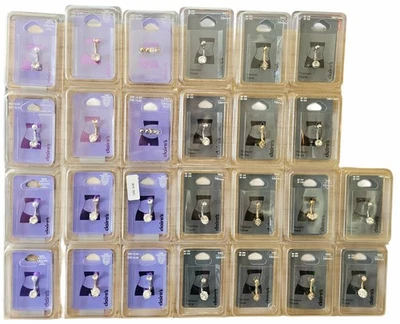 (26) NUEVOS Anillos para el vientre de diamantes sintéticos de Claire's 14G - 1,6 mm de acero inoxidable/titanio  Foto 1 de 4