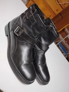GBX Motorcycle Biker Boots Leather Black Slip On Men’s Size 10M Nice Condition  - Picture 1 of 15