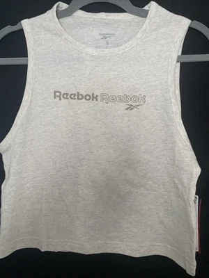 Camiseta sin mangas Reebok Crop de algodón talla S gris claro Foto 1 de 4