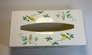 Vintage Midcentury Stil Taschentuchbox Deckel mit Vögeln, Bäumen, Blumen - Bild 1 von 5