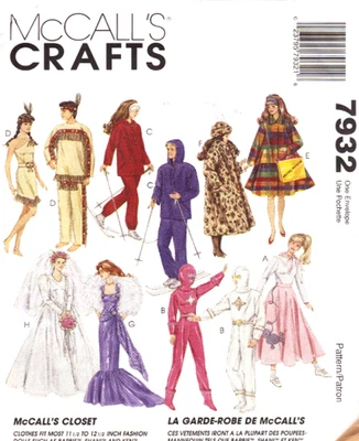 1995 Barbie 11-1/2" Fashion Doll Clothes Sewing Pattern McCall's 7932 New OOP - Image 1 of 2
