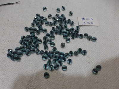perle anciennes superbes , lot de 120 perle  en cristal  facettes bleunoir 5mm - Photo 1/4