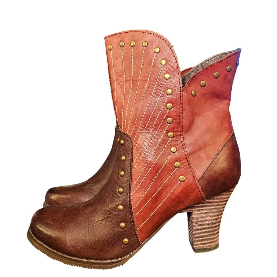SPRING STEP L ARTISTE Botines de Cuero Tachonado Mujer Talla 38 Vaquero Occidental Foto 1 de 4