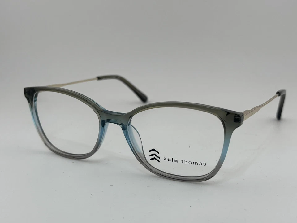 ADIN THOMAS - AT-484 C2 52-16-140 Gold Green Blue Acetate Glasses Frames Foto 1 de 4