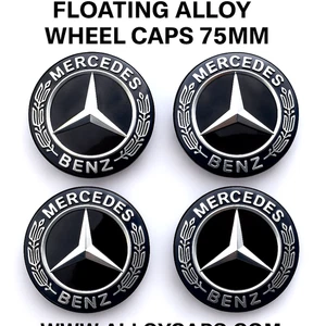 Mercedes-Benz E-Class 2012 D E220 Floating Alloy Wheel Hub Black Caps 75mm - Picture 1 of 3