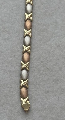 New 7.5” OTC 10k Gold Tri-Color Brushed And Polished Bracelet  Turkey - Image 1 of 4