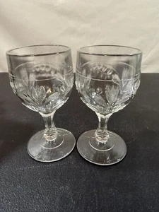 KING & SONS -Bleeding Heart- ANTIQUE c1875 Set of 2 WINE Glasses VGC - Picture 1 of 9