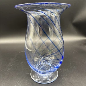 Kunstglas blaue Wirbelvase mundgeblasene Vase 9 3/4" T kobaltblau Wirbel - Bild 1 von 4