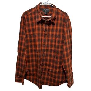 Camicia uomo CC Filson con bottoni taglia XL arancione marrone a quadri manica lunga - Foto 1 di 8