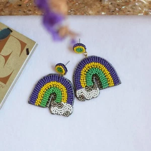 Mardi Gras Jewelry | Holiday Season Jewelry | 482 Rainbow Earring - Picture 1 of 4