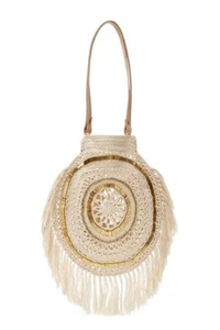 NUEVO CON ETIQUETAS SASS & BIDE 'Life Kiss!' Bolso de galería de alta costura adornado de ganchillo y flecos - Imagen 1 de 9
