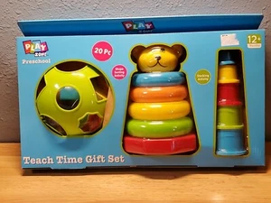 NEW Play Zone Teach Time Gift Set Interactive Shape Sorter Stacking Toy 20 piece - Picture 1 of 2