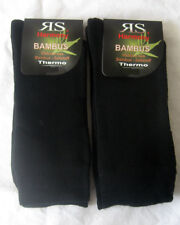 2 Pair Men's Bamboo Thermal Socks Or Rubber Very Soft Super Warm Black 39-46