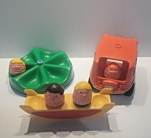 Vintage 1970's Airflix Weebles Family of 4 With Car Roundabout and See-saw - Picture 1 of 16