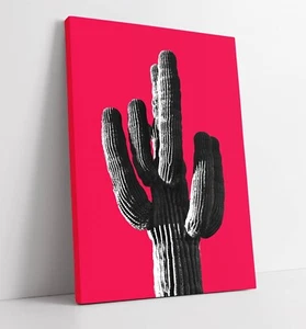 FONDO ROJO CACTUS ARTE POP DE MODA - LONA IMPRESIÓN DE ARTE DE PARED OBRAS DE ARTE ENMARCADAS PROFUNDAS - Imagen 1 de 2