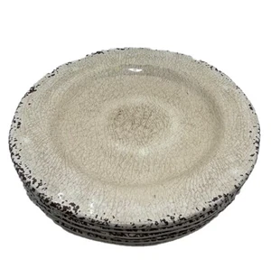 Set of 6 Pier 1 One Carmelo Melamine Sand Beige Crackle 9” Salad Plates - Picture 1 of 5