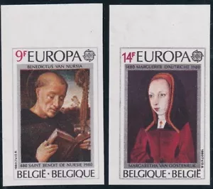 Belgio 1980 Yvert #1970/71 IMPFORATO Europa CEPT MNH VF - Foto 1 di 1