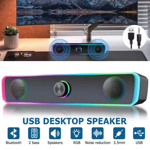 Bluetooth + USB Wired PC Speakers Computer Stereo Soundbar Speaker for PC Laptop - Picture 1 of 10