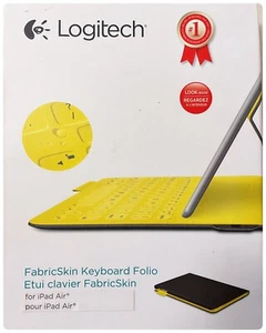 Logitech FabricSkin Keyboard Folio Case for iPad Air- GREY/YELLOW - Picture 1 of 3