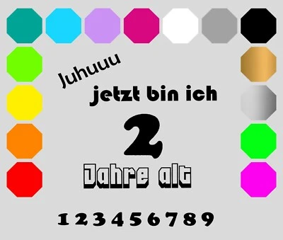 Bügelbild Flexfolie dunkle Stoffe "Juhuu jetzt bin ich" Geburtstag Kinder Alter - Bild 1 von 2