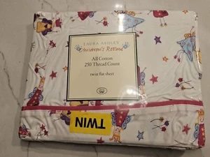 Laura Ashley Fun Fairies twin Flat Sheet Princess Cotton pink white NOS 2001 - Picture 1 of 4