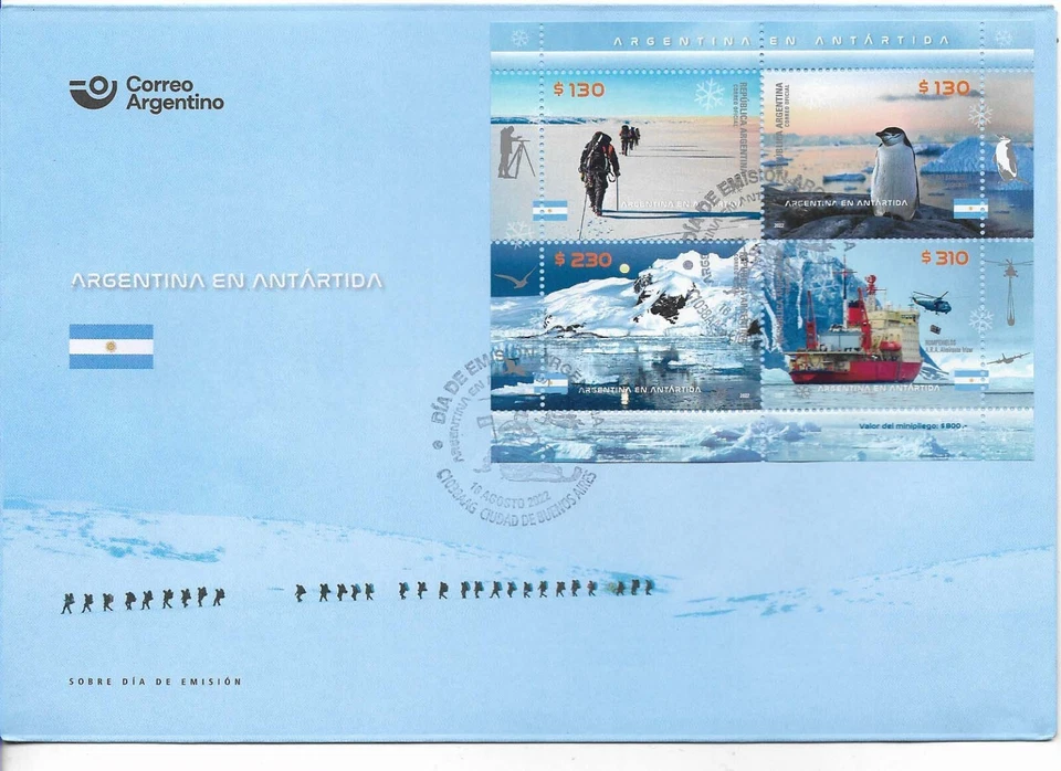 #75129 ARGENTINA 2022 FAUNA ANTÁRTICA PINGÜINO BARCO ROMPEHIELOS M/HOJA FDC Foto 1 de 1