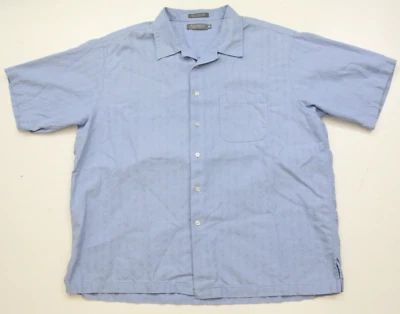 Daniel Cremieux Blue Dress Shirt Short Sleeve Cotton Tencel Man XL X-Large 1-695 - Image 1 of 4