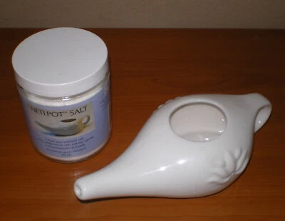 OLLA NETI de cerámica del Instituto del Himalaya y 10 oz de SAL * Lavado nasal sinusal holístico Foto 1 de 4