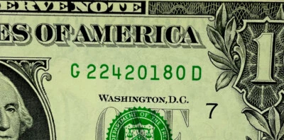 One Dollar Birthday Note February 24 2018. Uncirculated Fancy  Serial Number $1 - Image 1 of 4