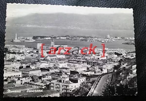 MESSINA Old Black and White Postcard PANORAMA the Duomo La Madonnina il Porto - Picture 1 of 1