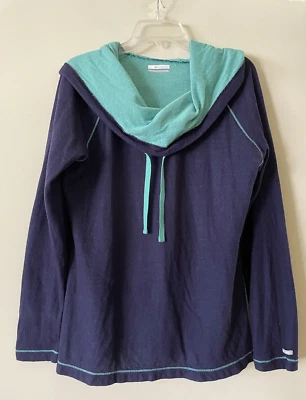 Sudadera con capucha ligera manga larga azul marino/verde COLUMBIA para mujer talla grande Foto 1 de 3